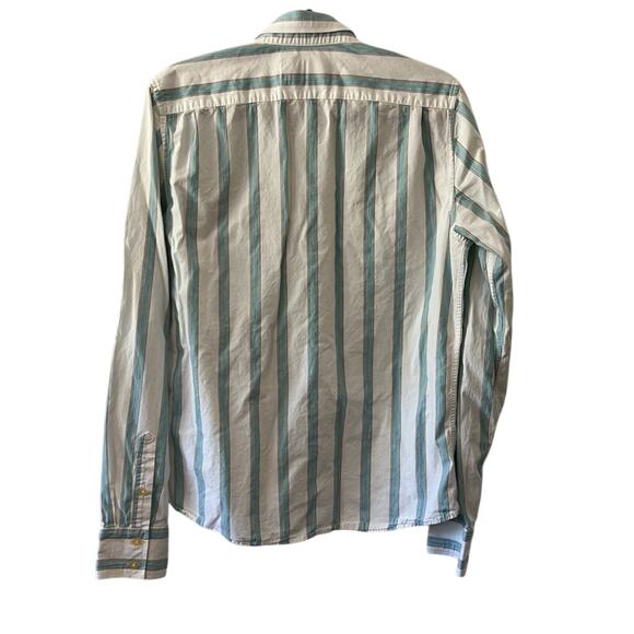 Hollister Mens Size M White & Blue Striped Buttoned Down Shirt - Picture 2 of 8